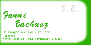 fanni bachusz business card